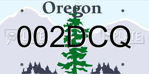 002DCQ Oregon License Plate