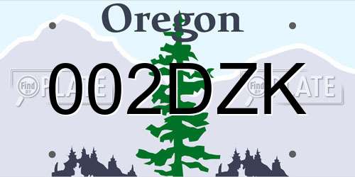 002DZK Oregon License Plate