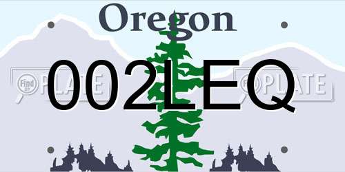 002LEQ Oregon License Plate
