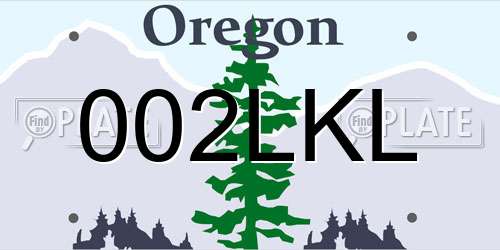 002LKL Oregon License Plate