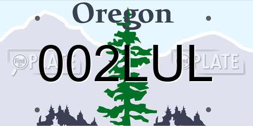 002LUL Oregon License Plate