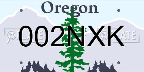 002NXK Oregon License Plate