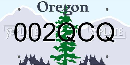 002QCQ Oregon License Plate