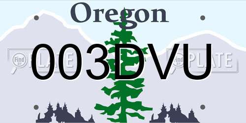 003DVU Oregon License Plate