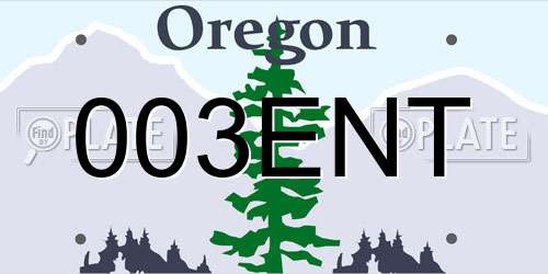 003ENT Oregon License Plate