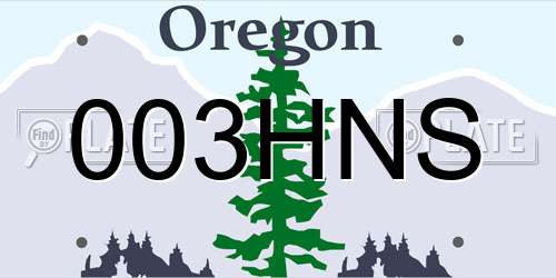 003HNS Oregon License Plate