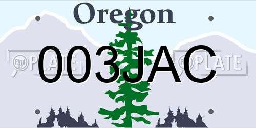 003JAC Oregon License Plate