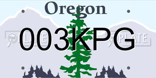 003KPG Oregon License Plate