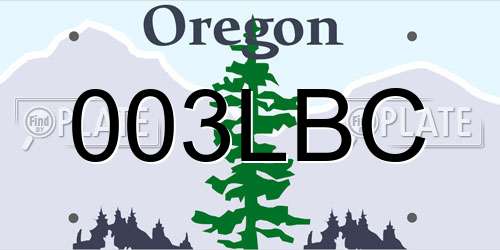 003LBC Oregon License Plate