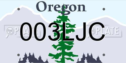 003LJC Oregon License Plate