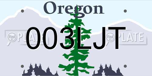 003LJT Oregon License Plate