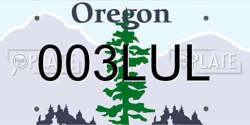 003LUL Oregon License Plate