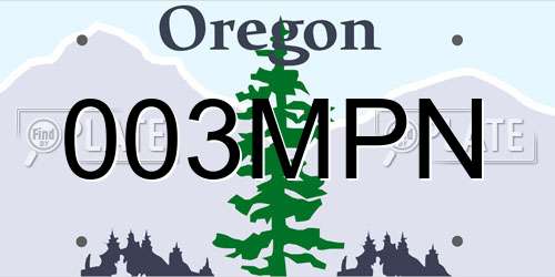 003MPN Oregon License Plate