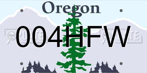 004HFW Oregon License Plate