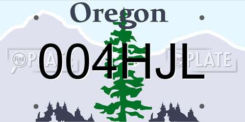 004HJL Oregon License Plate