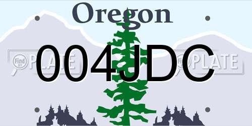 004JDC Oregon License Plate