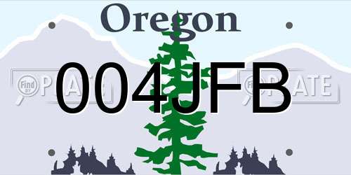 004JFB Oregon License Plate
