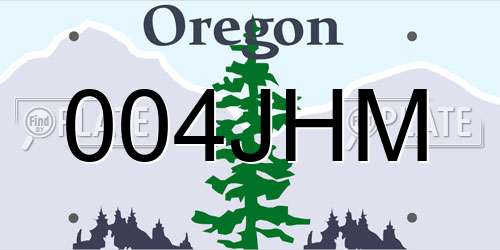 004JHM Oregon License Plate