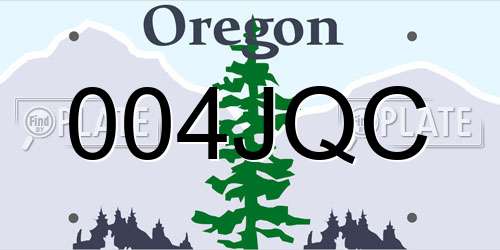 004JQC Oregon License Plate