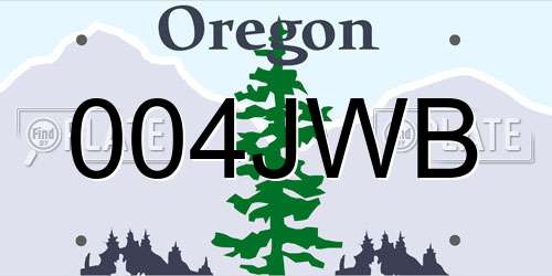 004JWB Oregon License Plate
