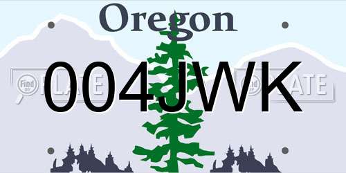 004JWK Oregon License Plate