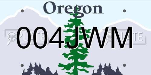 004JWM Oregon License Plate