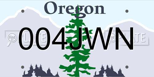 004JWN Oregon License Plate