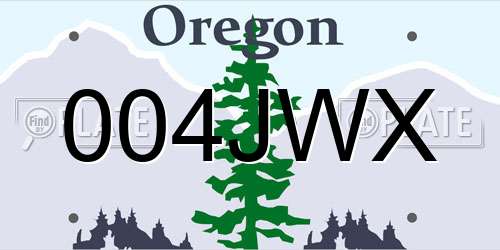 004JWX Oregon License Plate