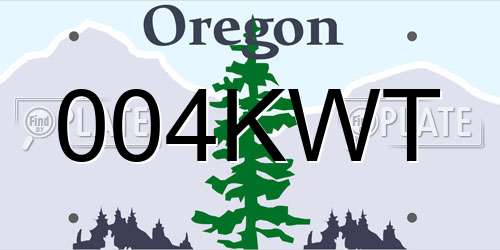 004KWT Oregon License Plate