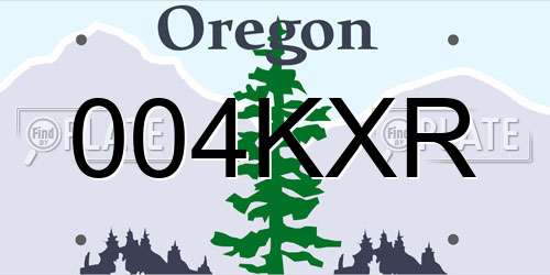 004KXR Oregon License Plate