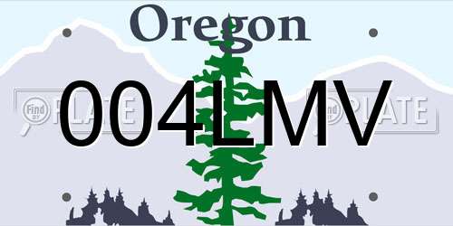 004LMV Oregon License Plate