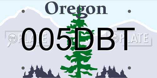 005DBT Oregon License Plate