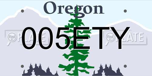 005ETY Oregon License Plate