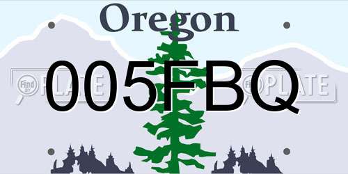 005FBQ Oregon License Plate