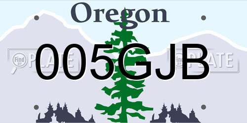 005GJB Oregon License Plate