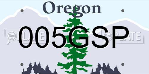 005GSP Oregon License Plate