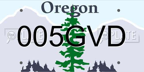 005GVD Oregon License Plate