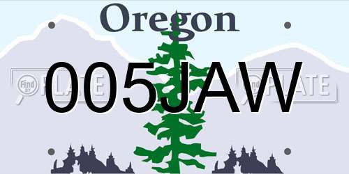005JAW Oregon License Plate