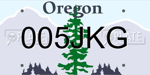 005JKG Oregon License Plate