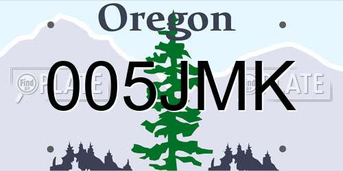 005JMK Oregon License Plate