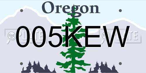 005KEW Oregon License Plate