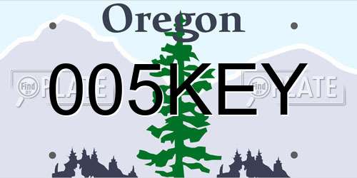 005KEY Oregon License Plate