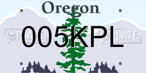 005KPL Oregon License Plate