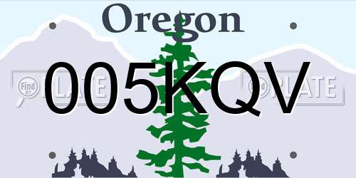 005KQV Oregon License Plate