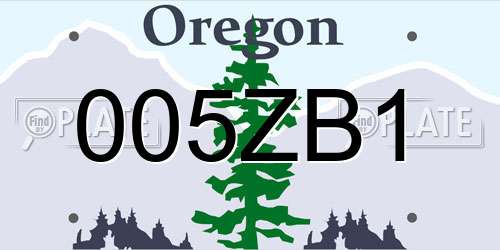 005ZB1 Oregon License Plate