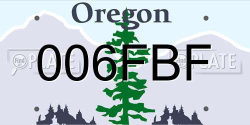 006FBF Oregon License Plate