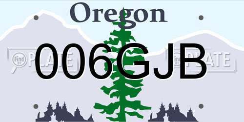 006GJB Oregon License Plate