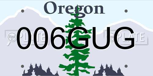 006GUG Oregon License Plate