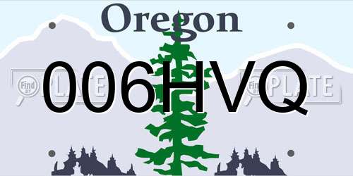006HVQ Oregon License Plate