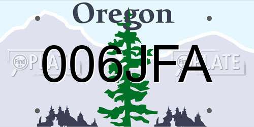 006JFA Oregon License Plate